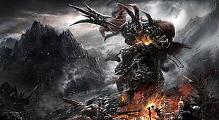 illustration of War game against Dragons HD wallpaper
