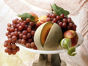 grapes, melon, and apples