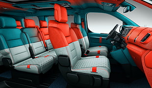 gray and orange leather car seats