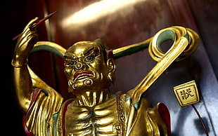 closeup photo of gold Buddha statue