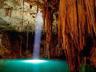 cave with water, nature HD wallpaper