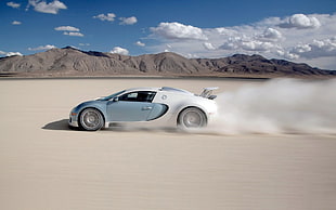 white and gray coupe, Bugatti, Bugatti Veyron, car