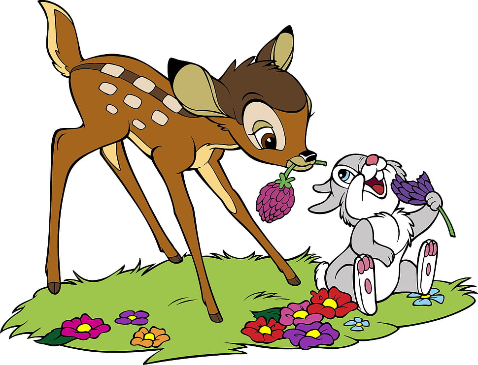 deer and rabbit illustration HD wallpaper