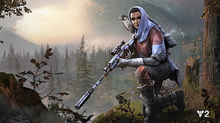female character carrying sniping rifle digital wallpaper HD wallpaper