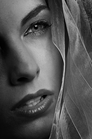 grayscale photography  of woman