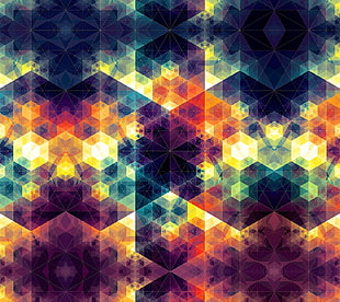 multicolored polycon wallpaper, Andy Gilmore, abstract, geometry, pattern