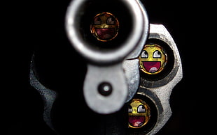 gray revolver, awesome face, Emoji