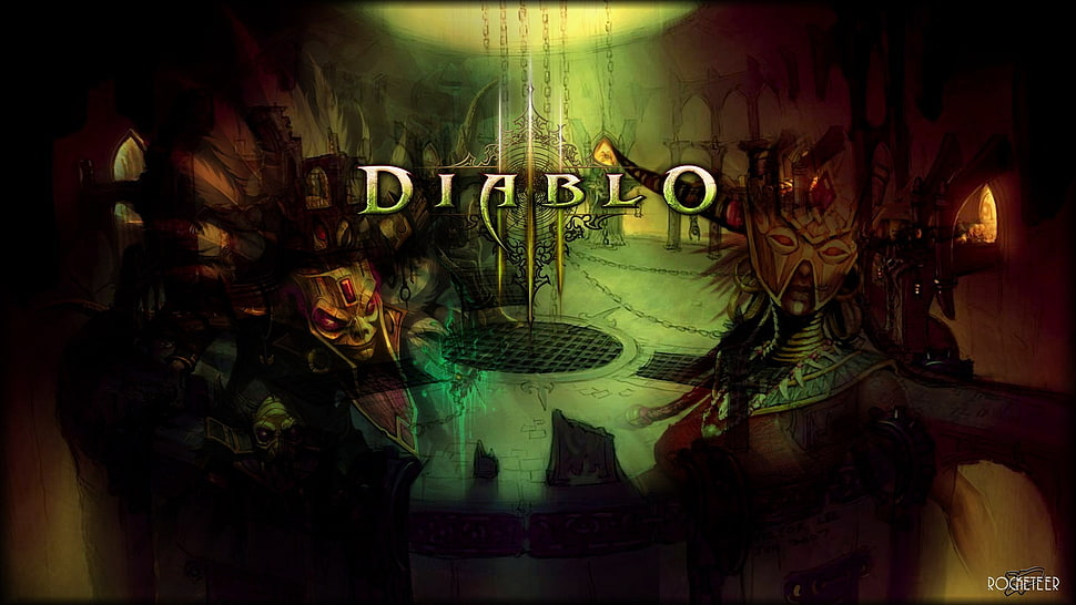 green and black abstract painting, Diablo III, Diablo, video games HD wallpaper