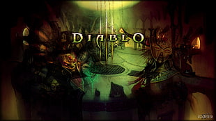 green and black abstract painting, Diablo III, Diablo, video games