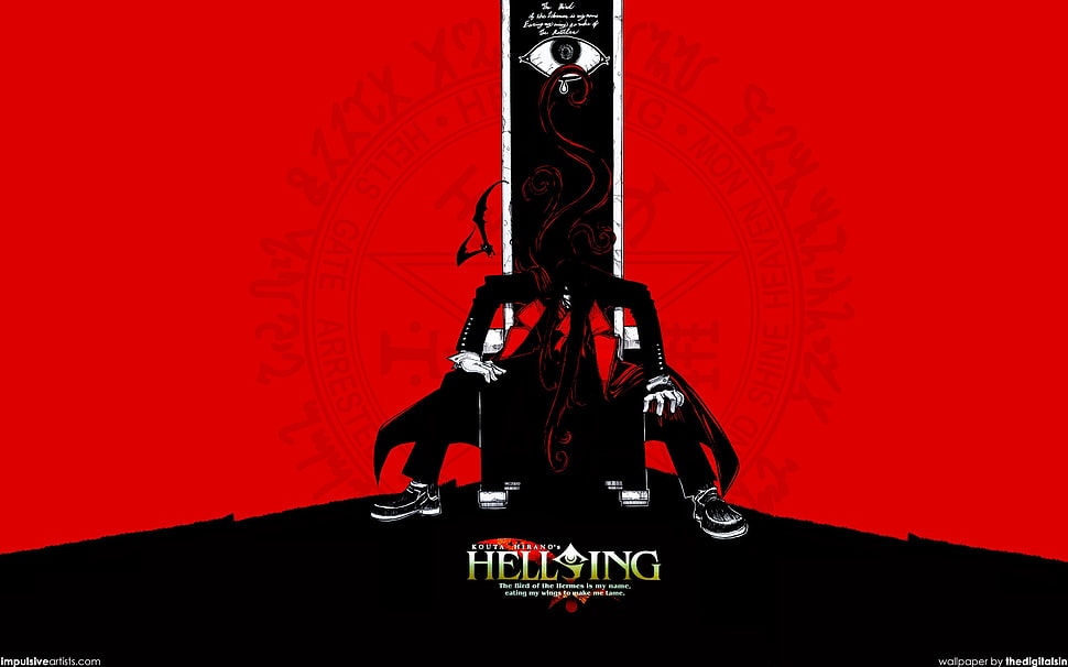 black and red Hellsing logo, Hellsing, Alucard HD wallpaper