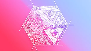 all seeing eye artwork, Illuminati, 3D, hexagon HD wallpaper