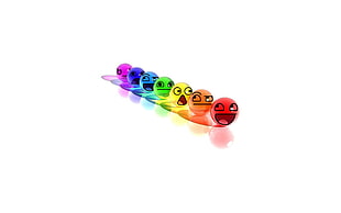row of assorted color marble emoticons HD wallpaper