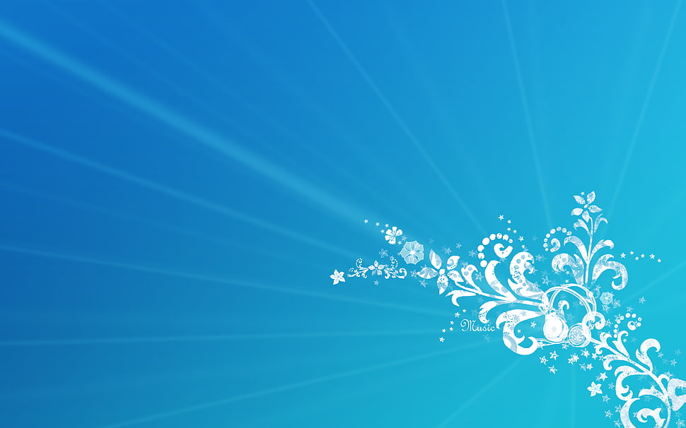 white and blue floral surface wallpaper HD wallpaper