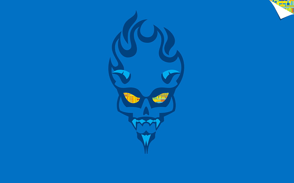 blue evil background, Intel, minimalism, Devil’s Canyon HD wallpaper