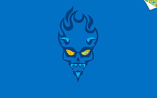 blue evil background, Intel, minimalism, Devil’s Canyon