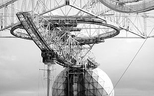 gray and black metal frame, photography, architecture, radio telescope, Arecibo Observatory
