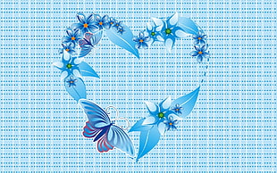 blue floral illustration HD wallpaper