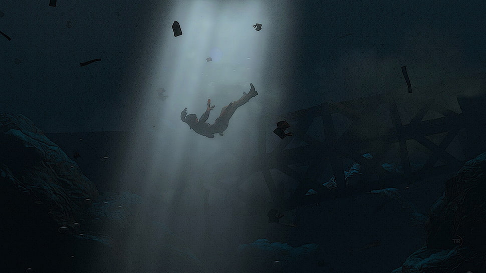 falling character digital wallpaper, Rise of the Tomb Raider, Lara Croft, Square Enix, underwater HD wallpaper