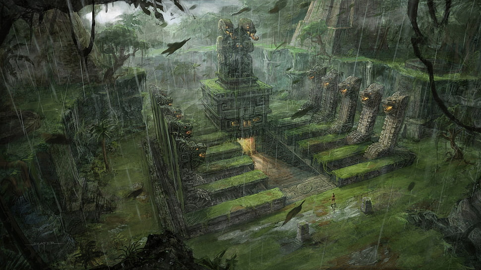 game scene wallpaper, Tomb Raider, cave, video games, Lara Croft HD wallpaper