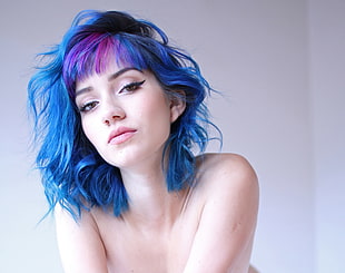 woman with blue hair HD wallpaper