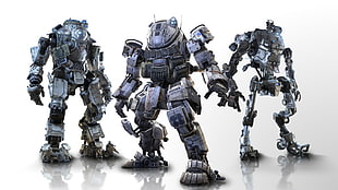 three gray robot action figures, Titanfall, mech, video games HD wallpaper