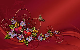 green and red two hearts illustrations