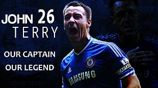 John Terry with text overlay, Chelsea FC, John Terry, soccer