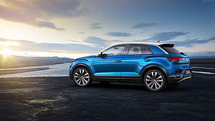 blue SUV, Volkswagen T-Roc, 2020 Cars, 4k HD wallpaper