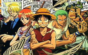 One Piece characters digital wallpaper, One Piece, Monkey D. Luffy, Nami, Roronoa Zoro
