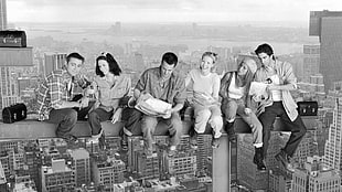 Lunch Atop A Skycraper illustration, Friends (TV series), Monica Geller, Ross Geller, Joey Tribbiani