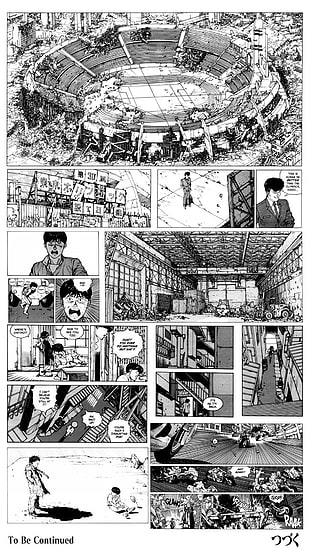 manga book page, Akira, anime, manga, monochrome