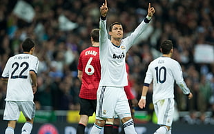 men's white and red jersey shirt, sports, Cristiano Ronaldo, Ángel Di María, Mesut Ozil HD wallpaper