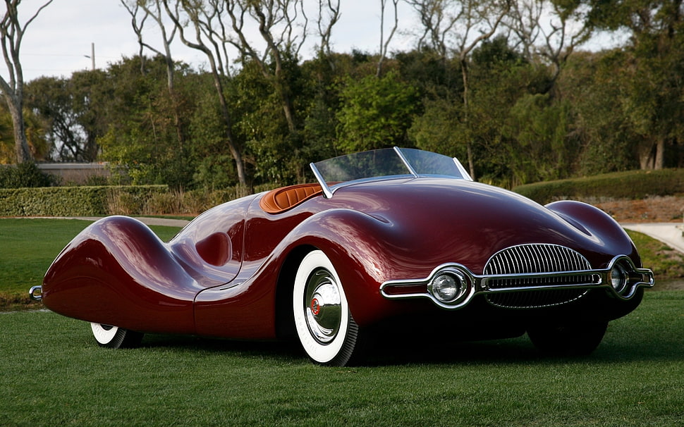red convertible sports coupe HD wallpaper