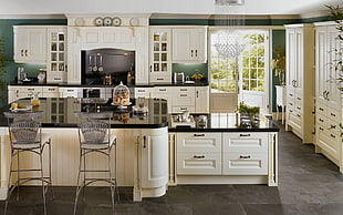 white and black kitchen set