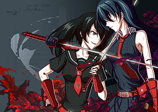two female anime characters defeating each other HD wallpaper