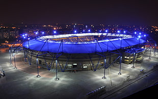 oblong sports arena at night