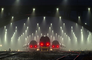 gray trains wallpaper, train, mist, transport, railway