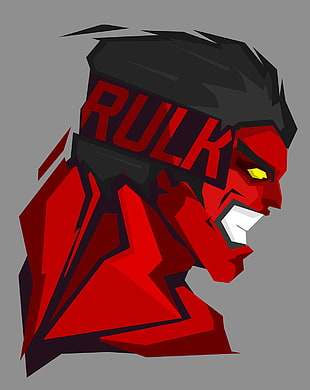 Rulk animation character artwork, superhero, Hulk, Marvel Comics, red hulk