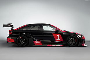red and black Audi stock car