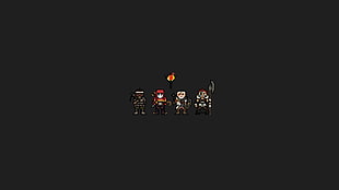 four game character illustration, Darkest Dungeon, video games, dark, pixel art