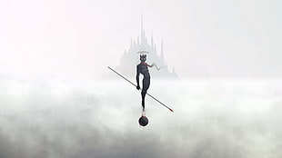 angel holding spear illustration, artwork, digital art, Waveloop, simple background HD wallpaper