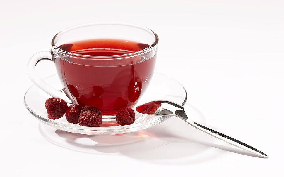 clear glass cup filled with red liquid HD wallpaper
