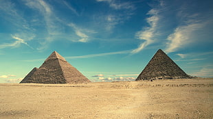 two pyramids, desert, pyramid, Egypt, sand HD wallpaper
