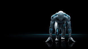 ESET Anti Virus character, digital art, glowing, men, robot