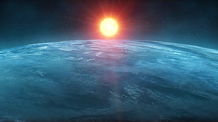 planet Earth, planet, Sun, space, blue HD wallpaper