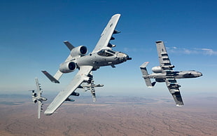 two gray fighter planes, aircraft, military aircraft, A-10 Thunderbolt, a10 thunderbolt