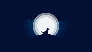 dog and moon digital wallpaper, dog, night, Moon