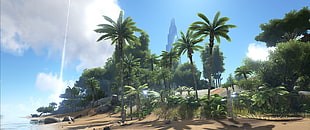 green palm trees, video games, palm trees, coast