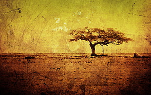 painting of tree, trees, photo manipulation, grunge, nature
