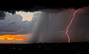 lava, tornado, and thunder bolt artwork, nature, rain, lightning